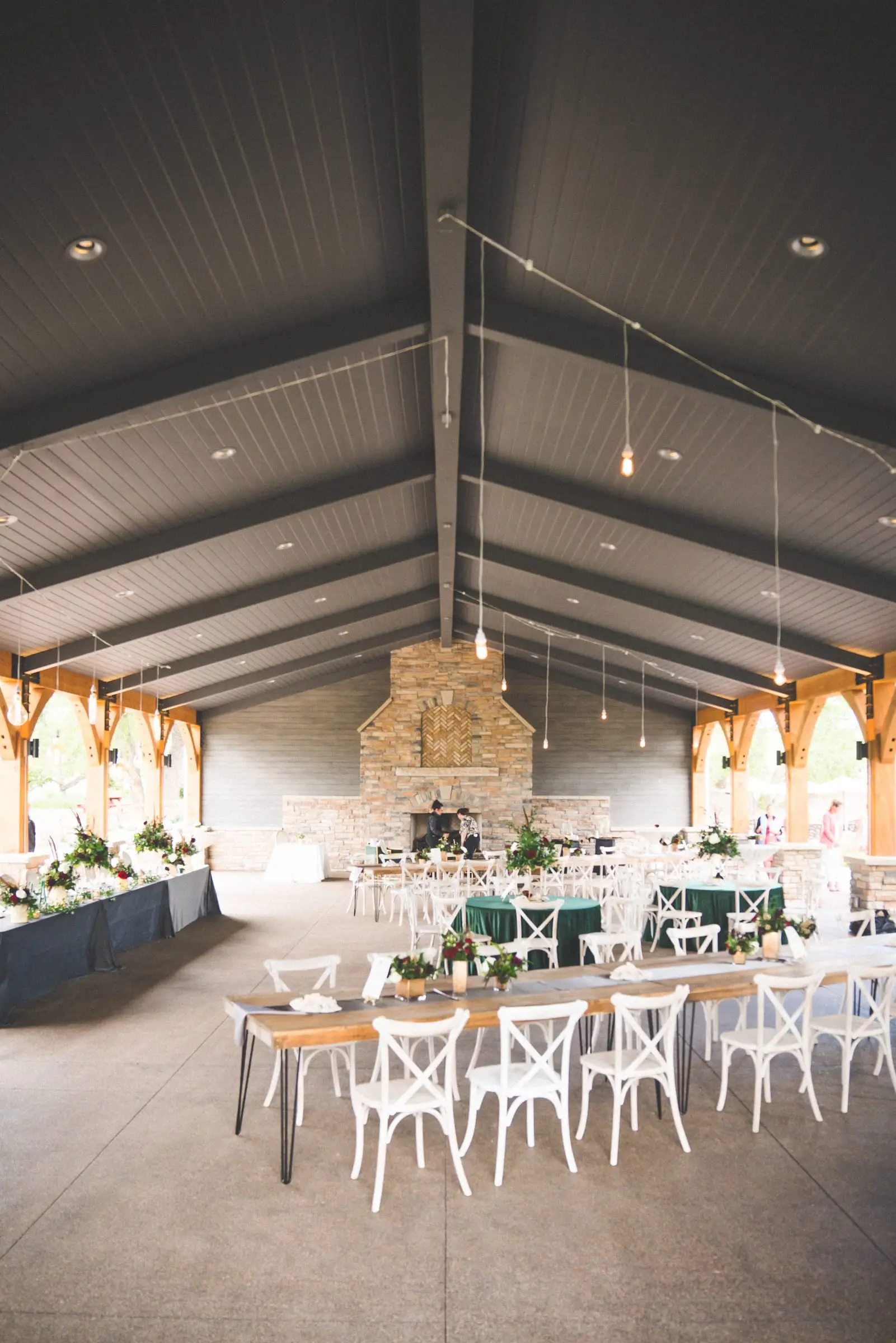 Dinner set in the pavilion