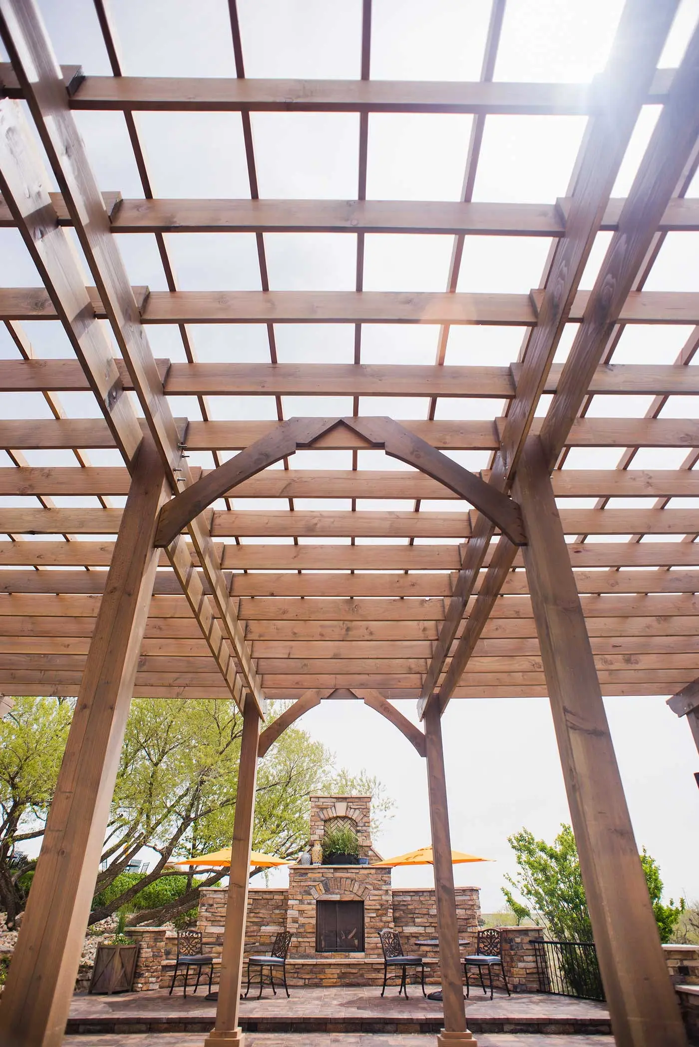 Timber pergola over the patio