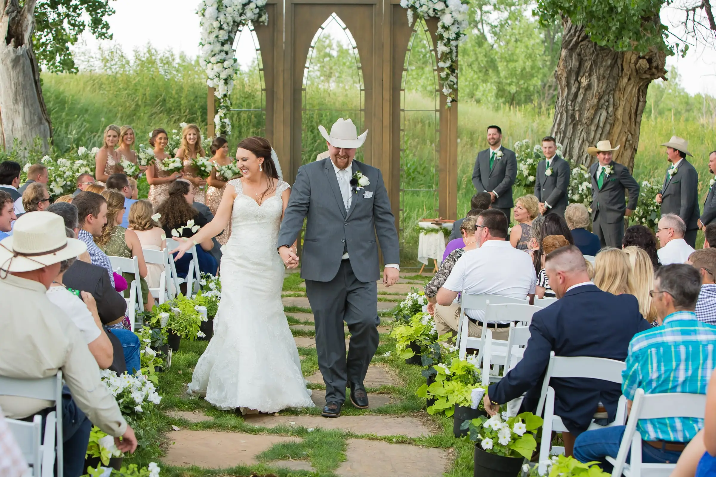 The recessional down the aisle