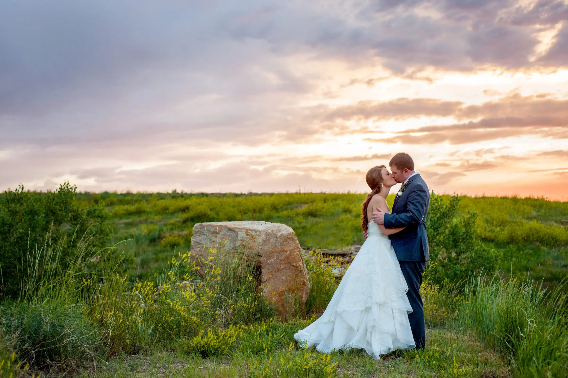 Couple at sunset on the prairie